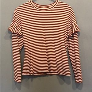 Soft Striped Long-sleeve Short with Ruffle sleeves